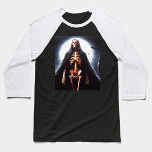 Skeleton at Night Baseball T-Shirt